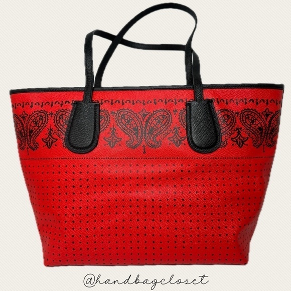 Coach 36357 Red Bandana Polka Dot Black Taxi Tote Bag and Wallets Americana Set - Picture 4 of 16